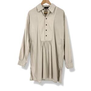 Eskandar Corduroy Tunic Dress Size 1 Medium Pleated Art To Wear Lagenlook